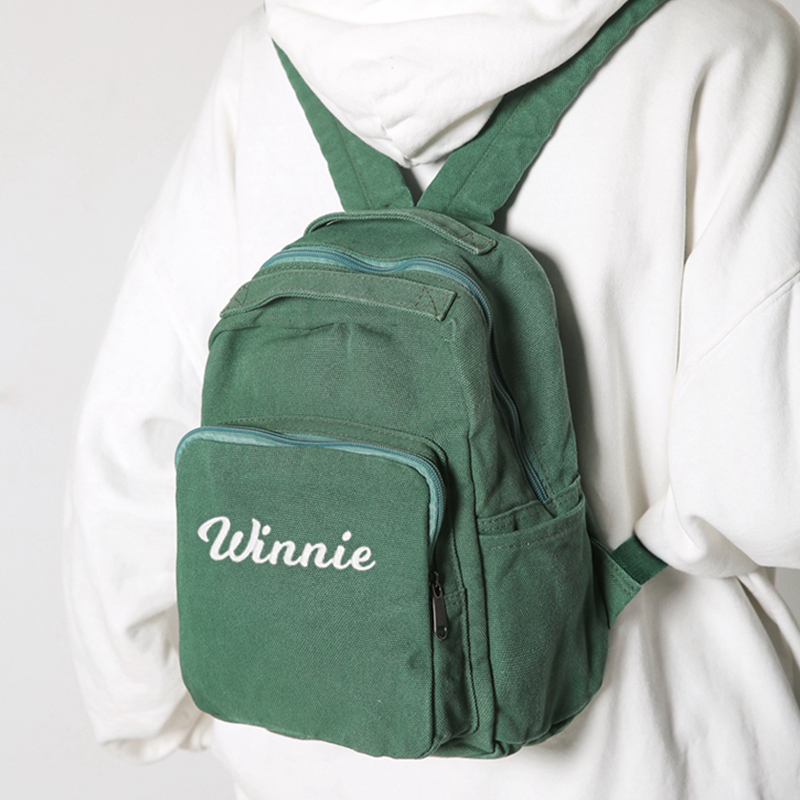 Personalized Embroidery Kid Canvas Backpack