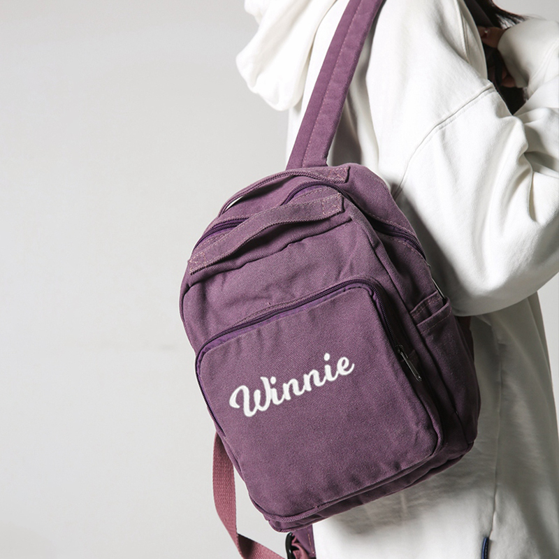 Personalized Embroidery Kid Canvas Backpack