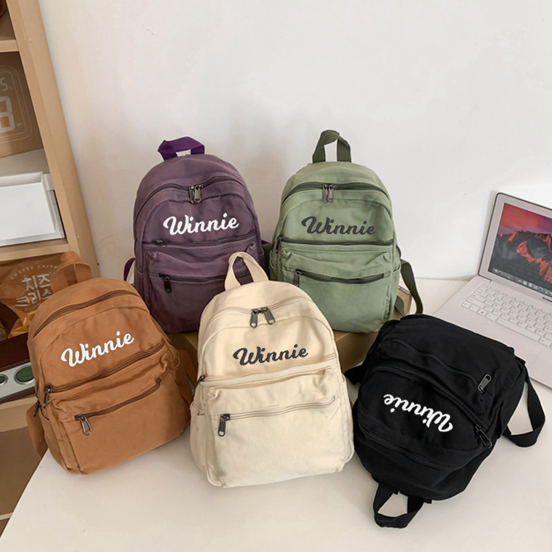 Personalized Embroidery Kid Canvas Backpack
