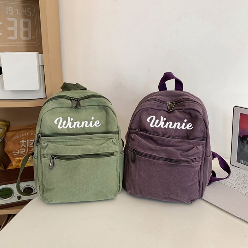 Personalized Embroidery Kid Canvas Backpack