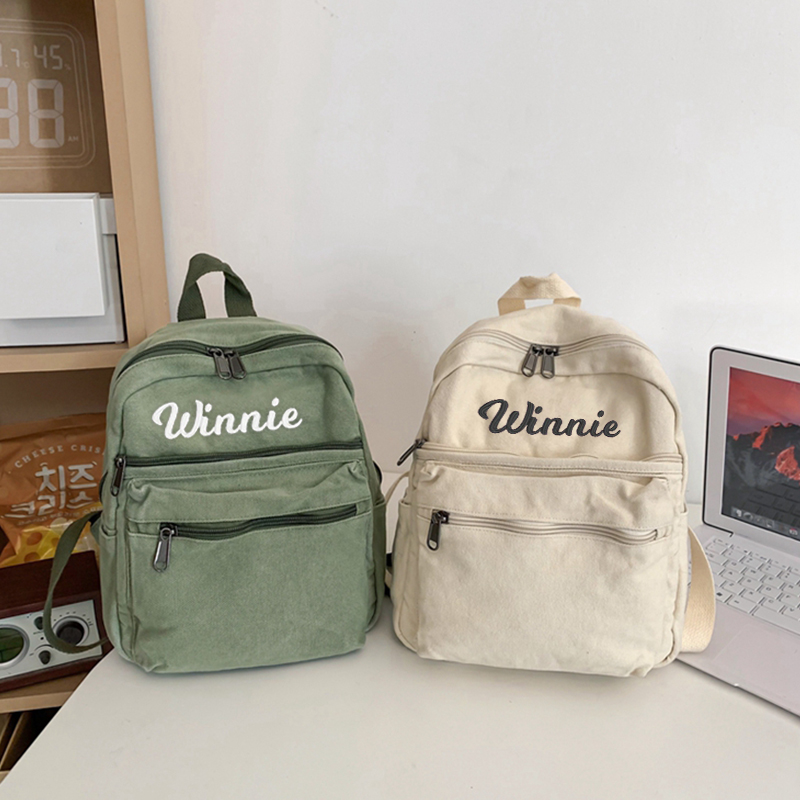 Personalized Embroidery Kid Canvas Backpack