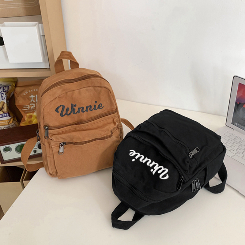 Personalized Embroidery Kid Canvas Backpack