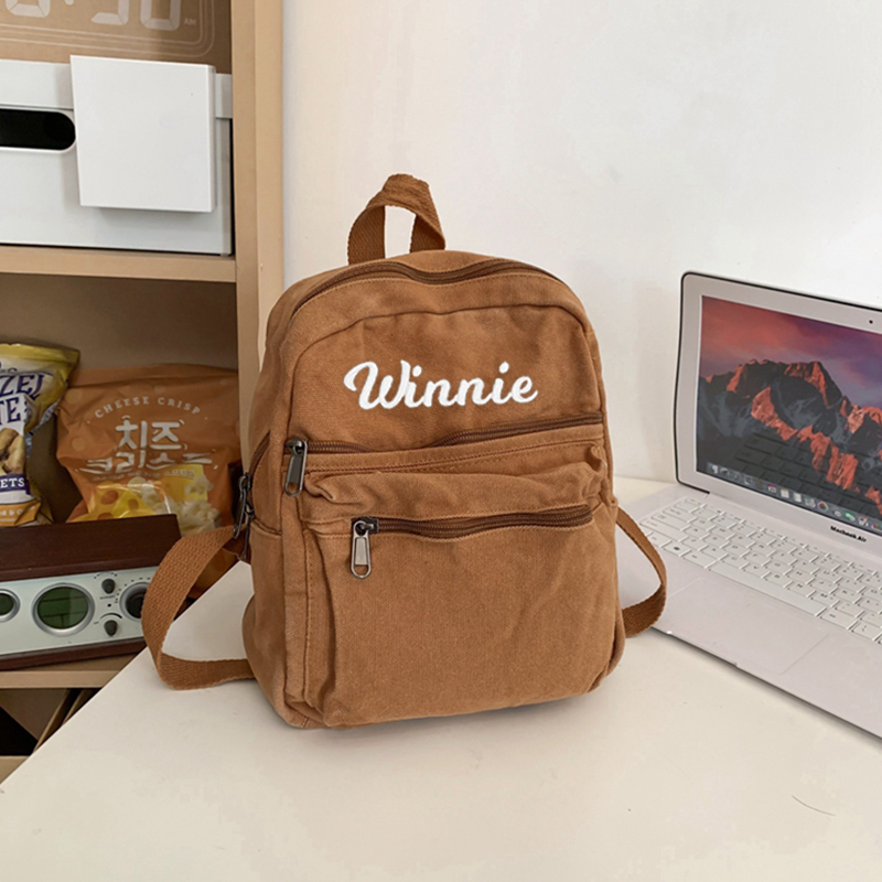 Personalized Embroidery Kid Canvas Backpack