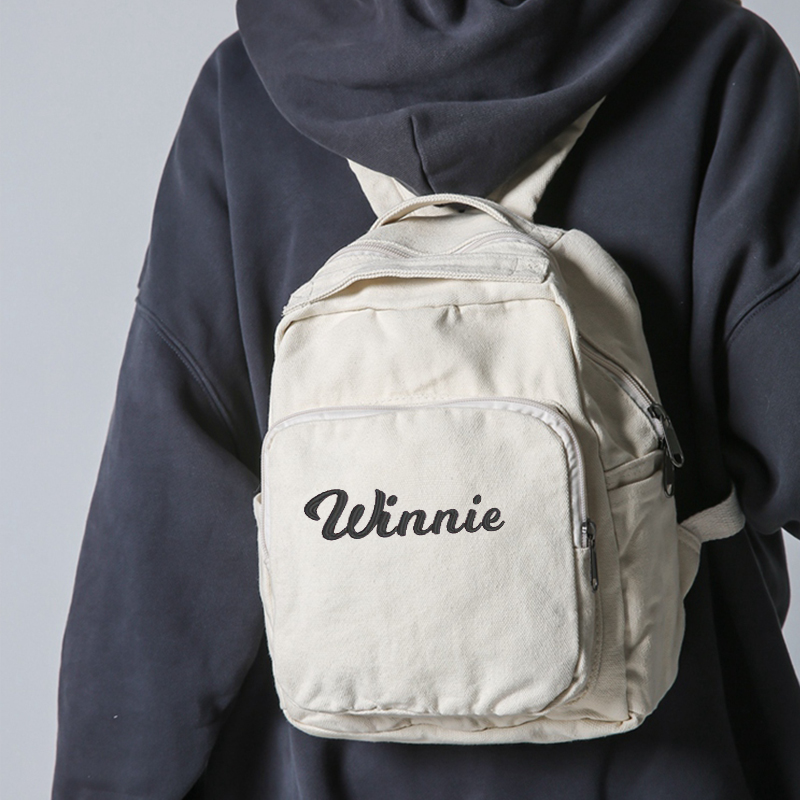 Personalized Embroidery Kid Canvas Backpack