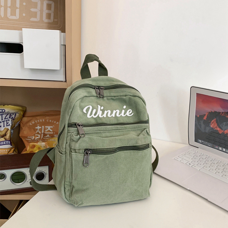 Personalized Embroidery Kid Canvas Backpack