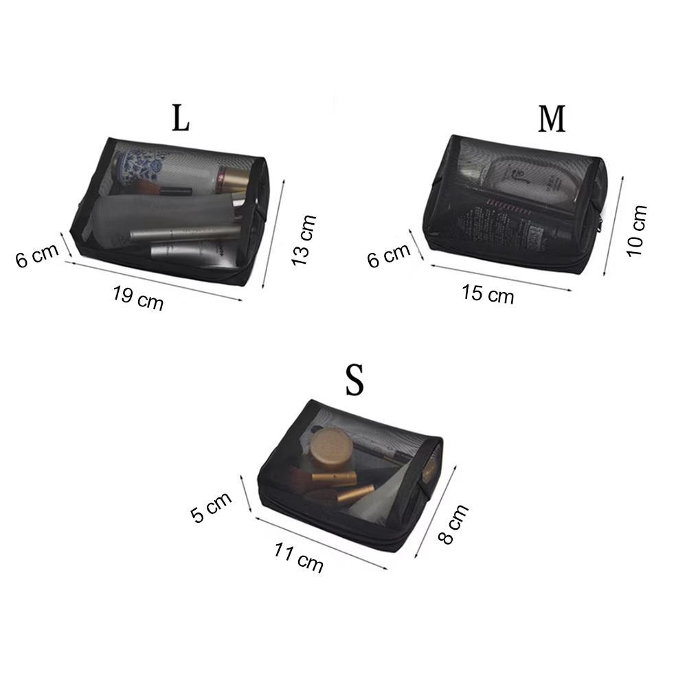 Personalized Zipper Mesh 3 Piece Set Makeup Bags
