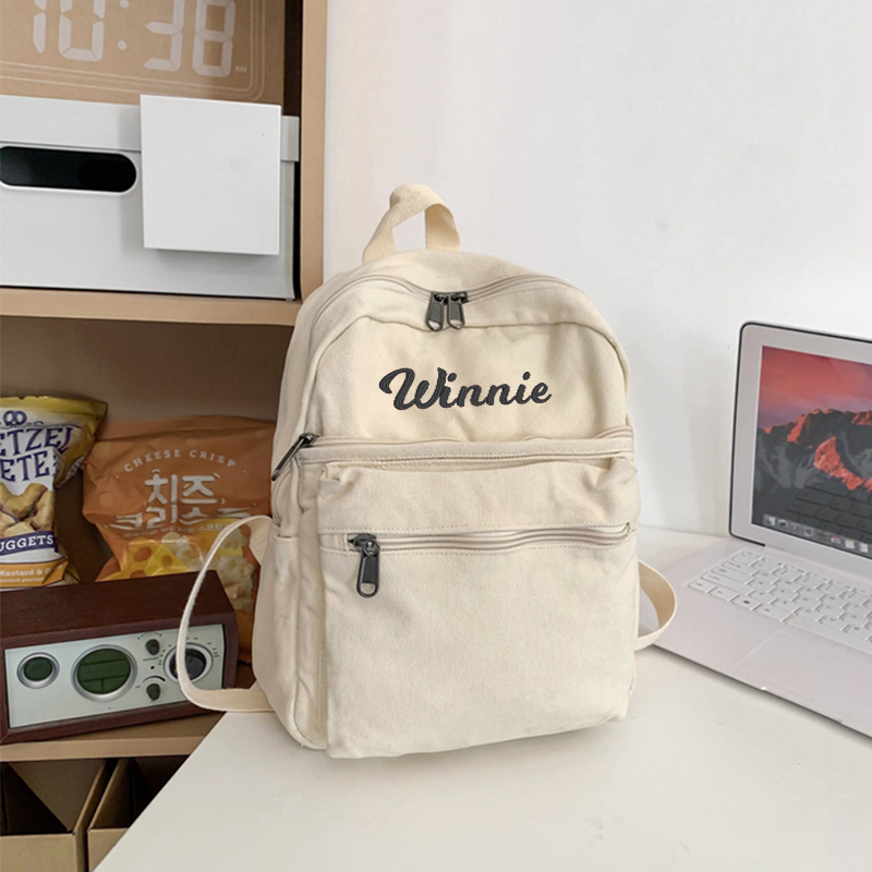 Personalized Embroidery Kid Canvas Backpack