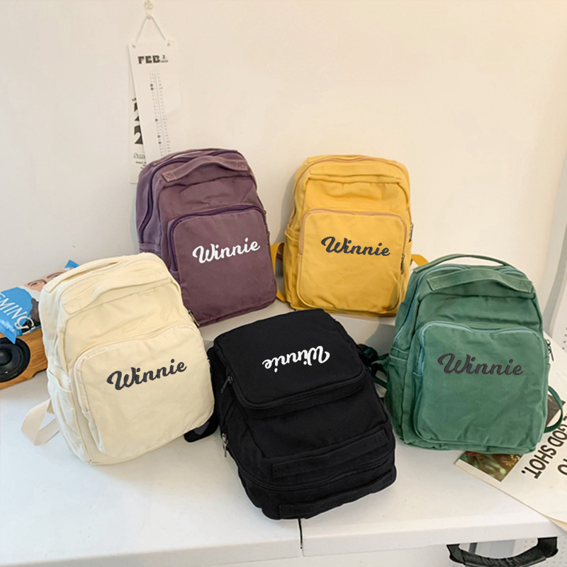 Personalized Embroidery Kid Canvas Backpack