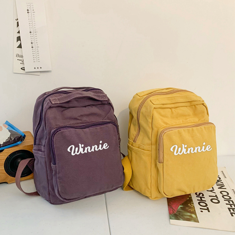 Personalized Embroidery Kid Canvas Backpack