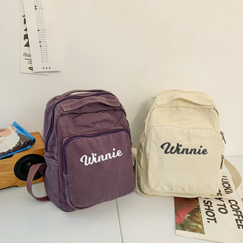 Personalized Embroidery Kid Canvas Backpack