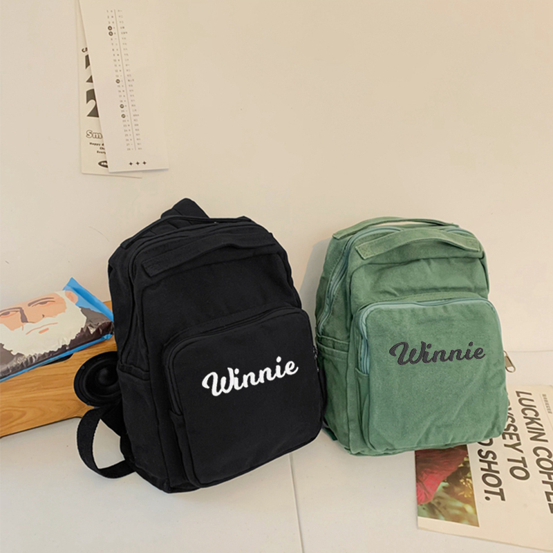 Personalized Embroidery Kid Canvas Backpack