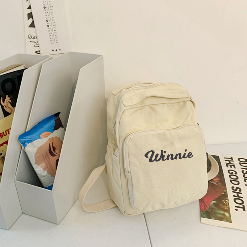Personalized Embroidery Kid Canvas Backpack