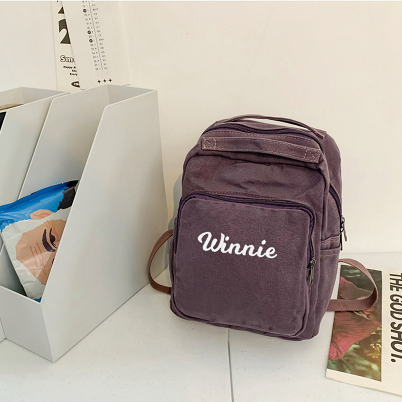 Personalized Embroidery Kid Canvas Backpack