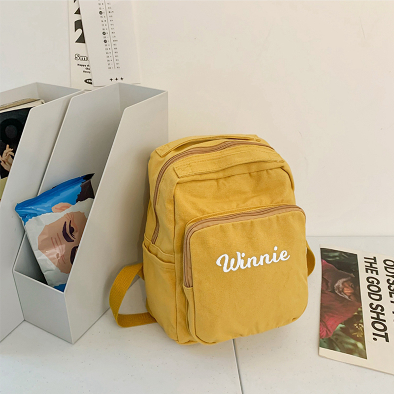Personalized Embroidery Kid Canvas Backpack