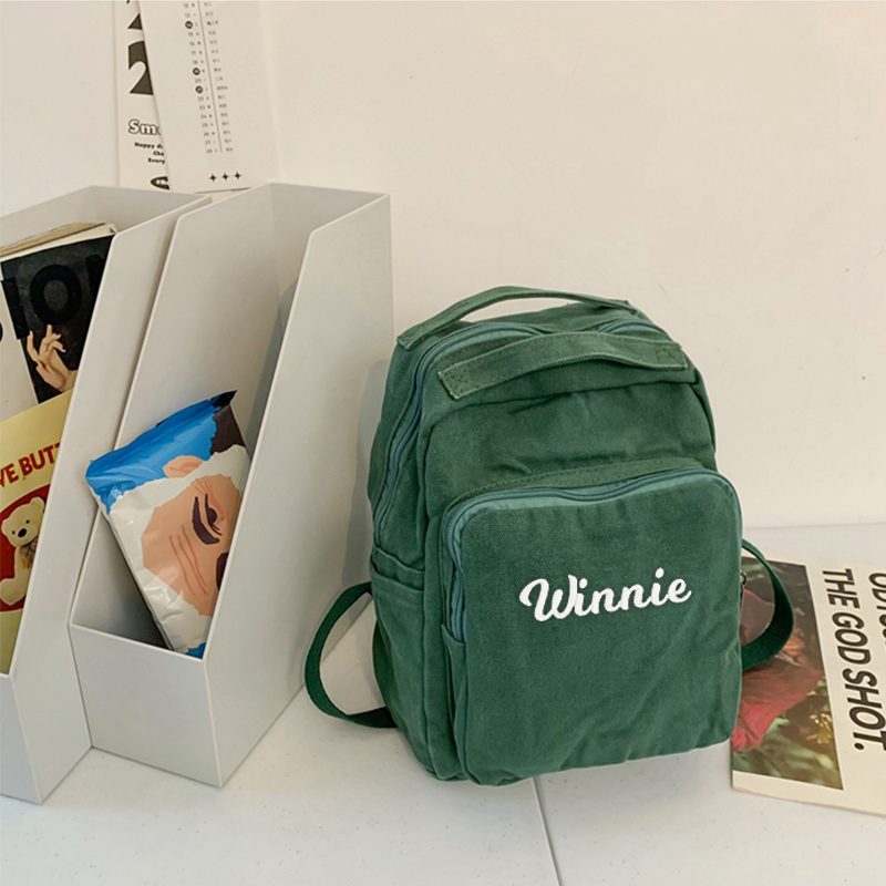 Personalized Embroidery Kid Canvas Backpack