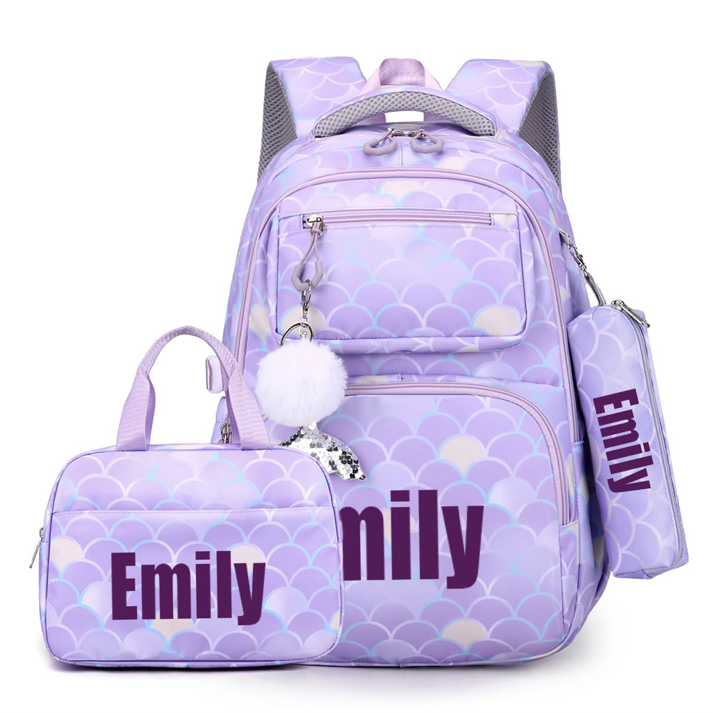 Personalized Multifunction 3 in 1 Mermaid School Backpack Set