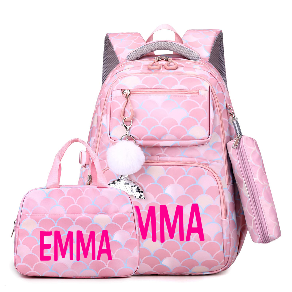 Personalized Multifunction 3 in 1 Mermaid School Backpack Set