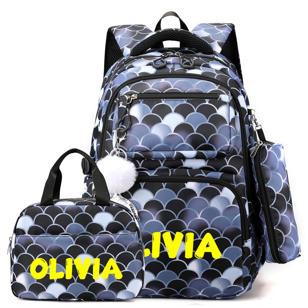 Personalized Multifunction 3 in 1 Mermaid School Backpack Set