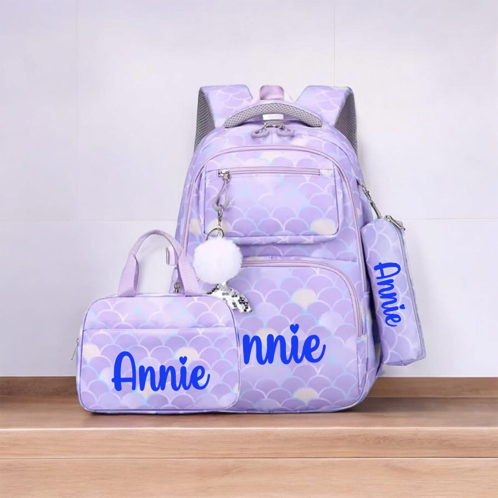 Personalized Multifunction 3 in 1 Mermaid School Backpack Set