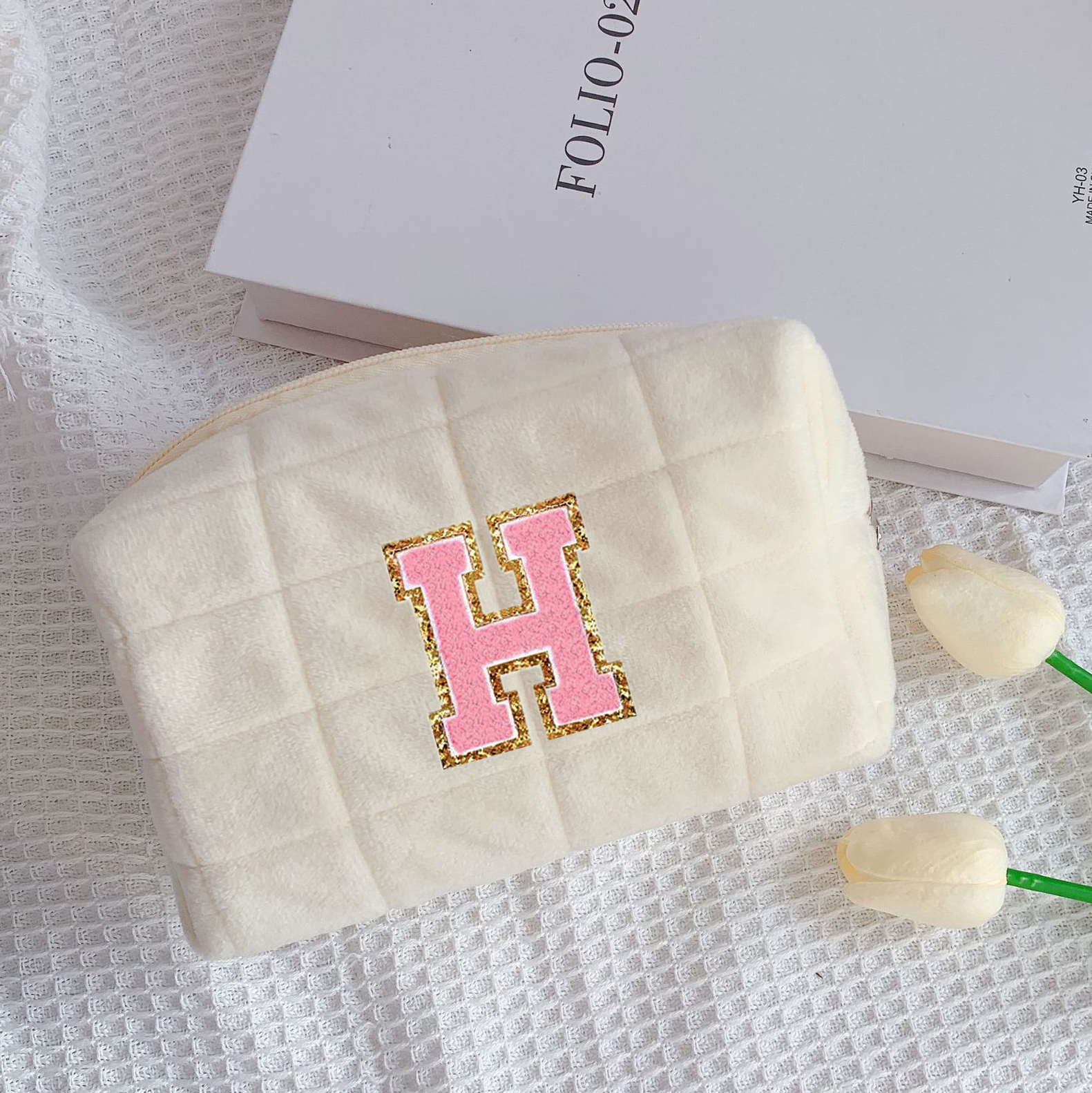 Personalized Chenille Letter Fluffy Storage Bag