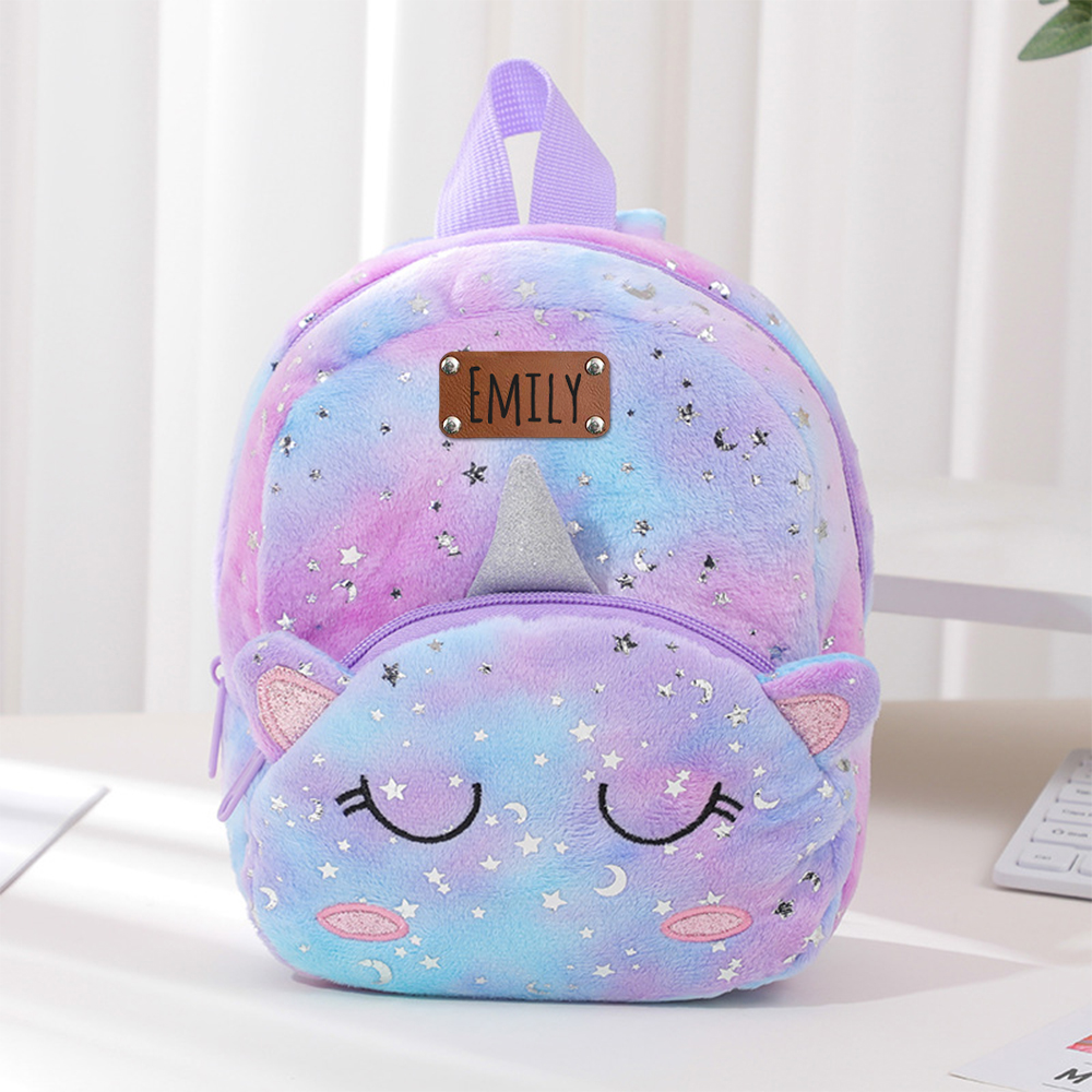 Personalized Embroidery Cute Plush Unicorn Toddler Backpack