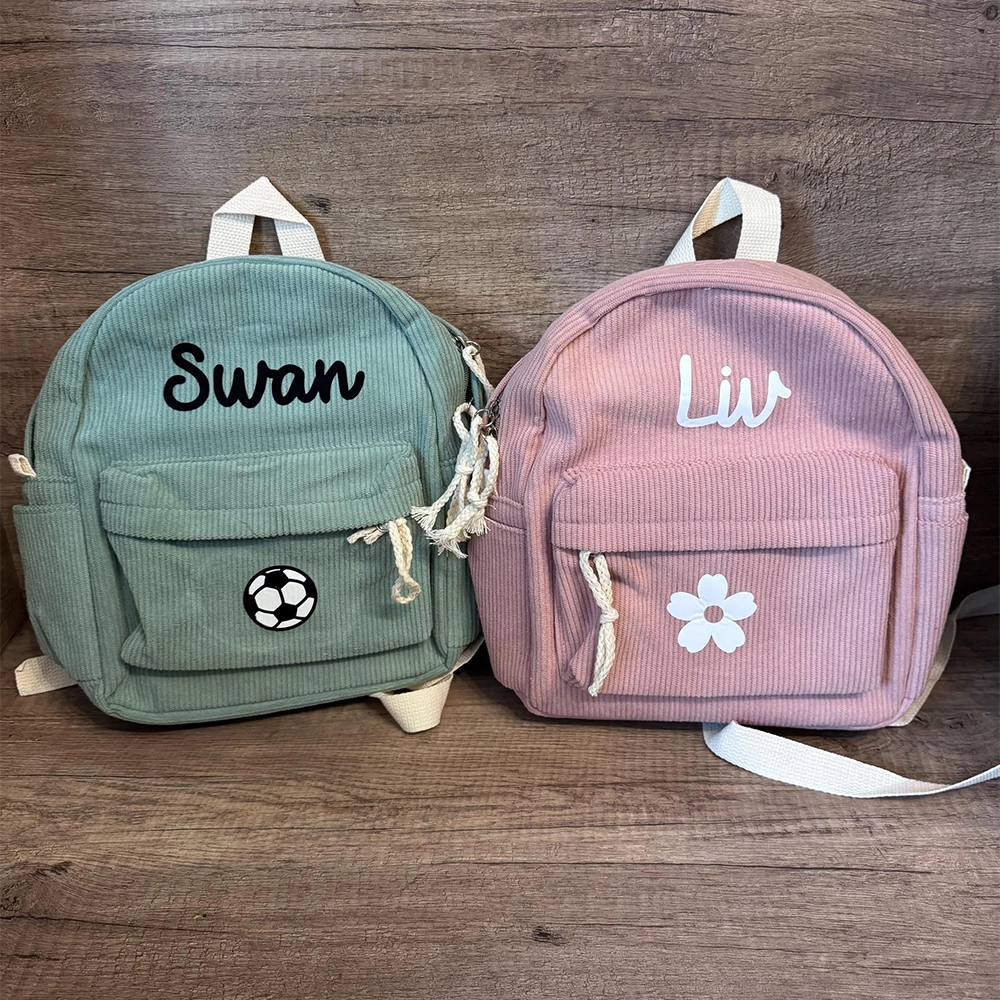 Personalized Kids Cute Corduroy School Backpack