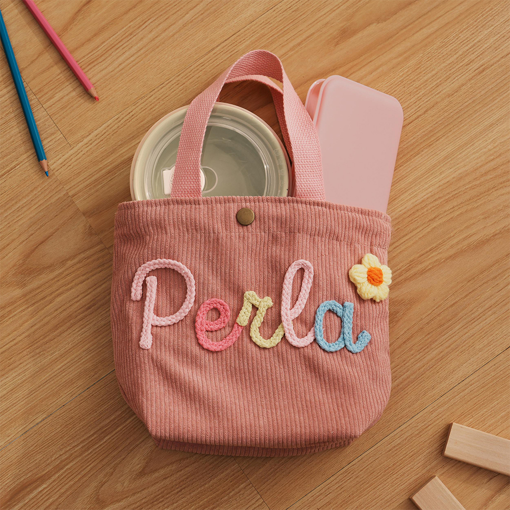 Personalized Hand Embroidery Corduroy Backpack and Handbag Set
