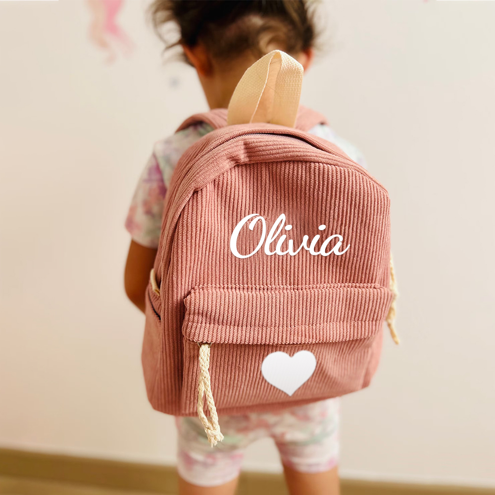 Personalized Kids Cute Corduroy School Backpack