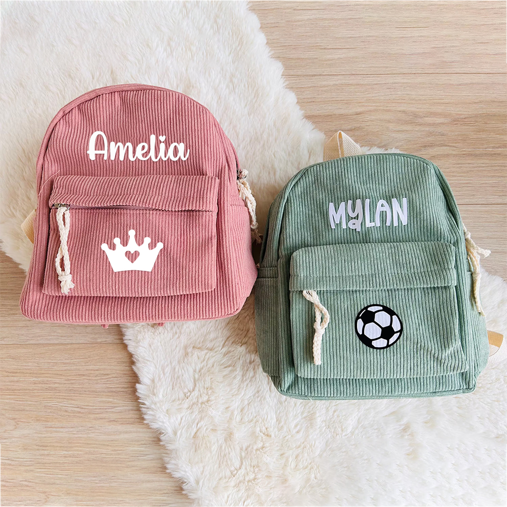 Personalized Kids Cute Corduroy School Backpack