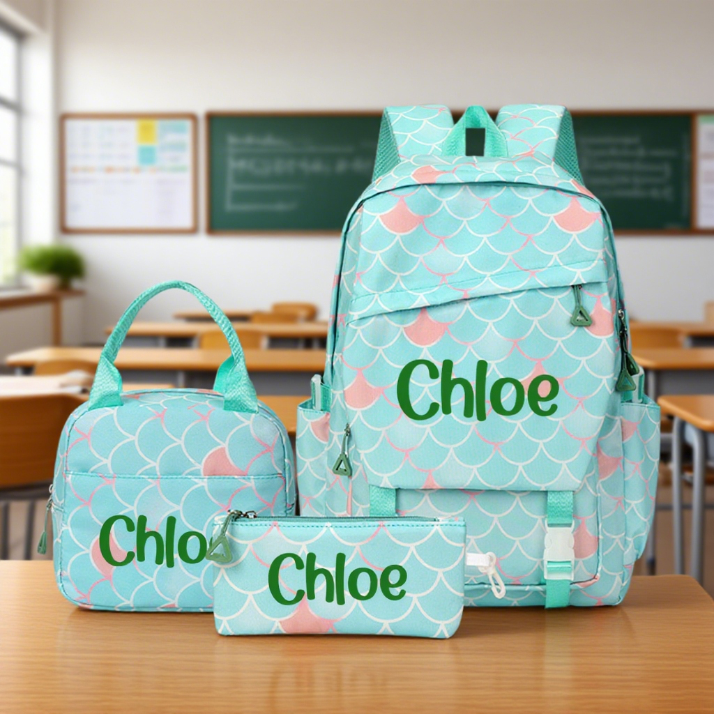 Personalized Original Mermaid 3 in 1 School Backpack Set