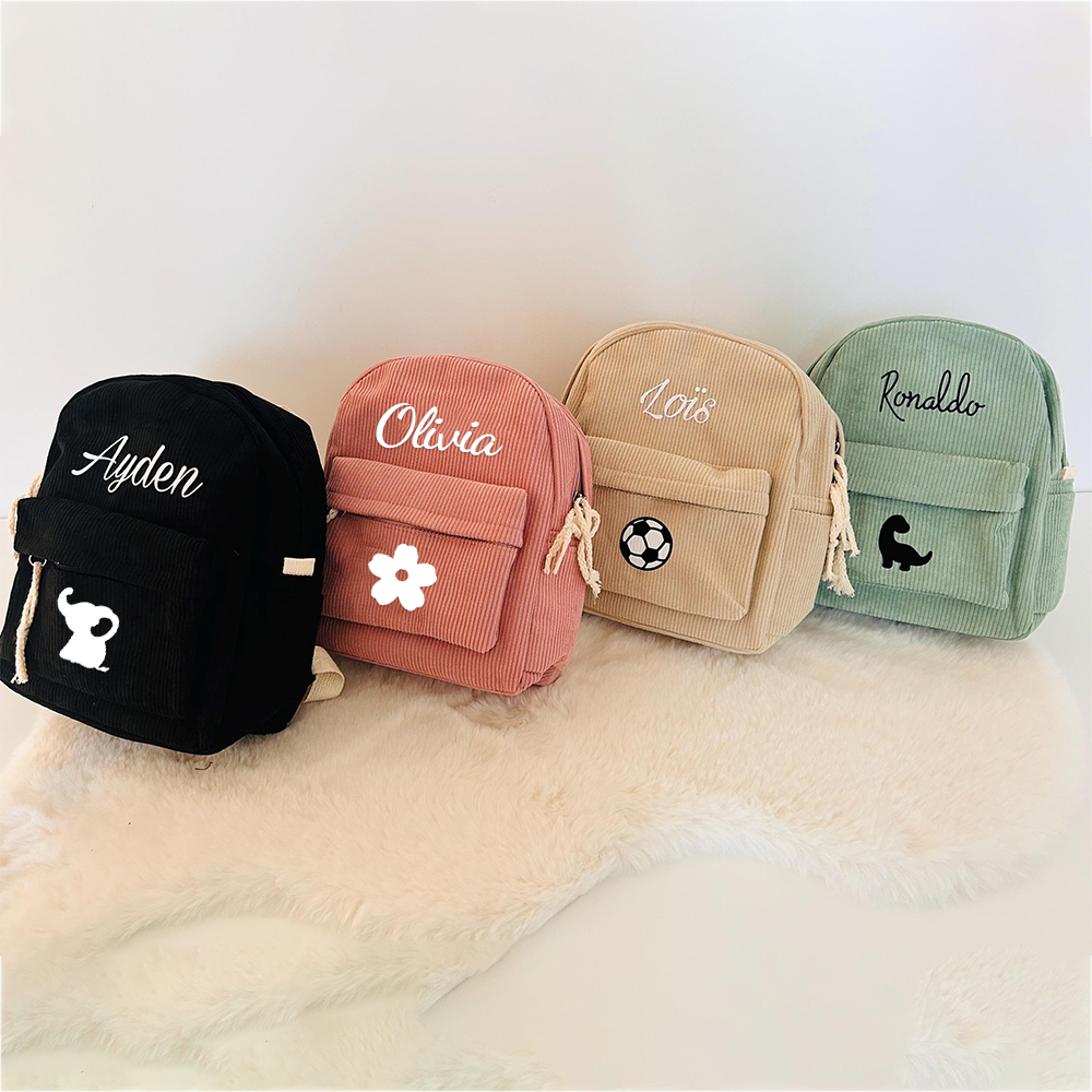 Personalized Kids Cute Corduroy School Backpack