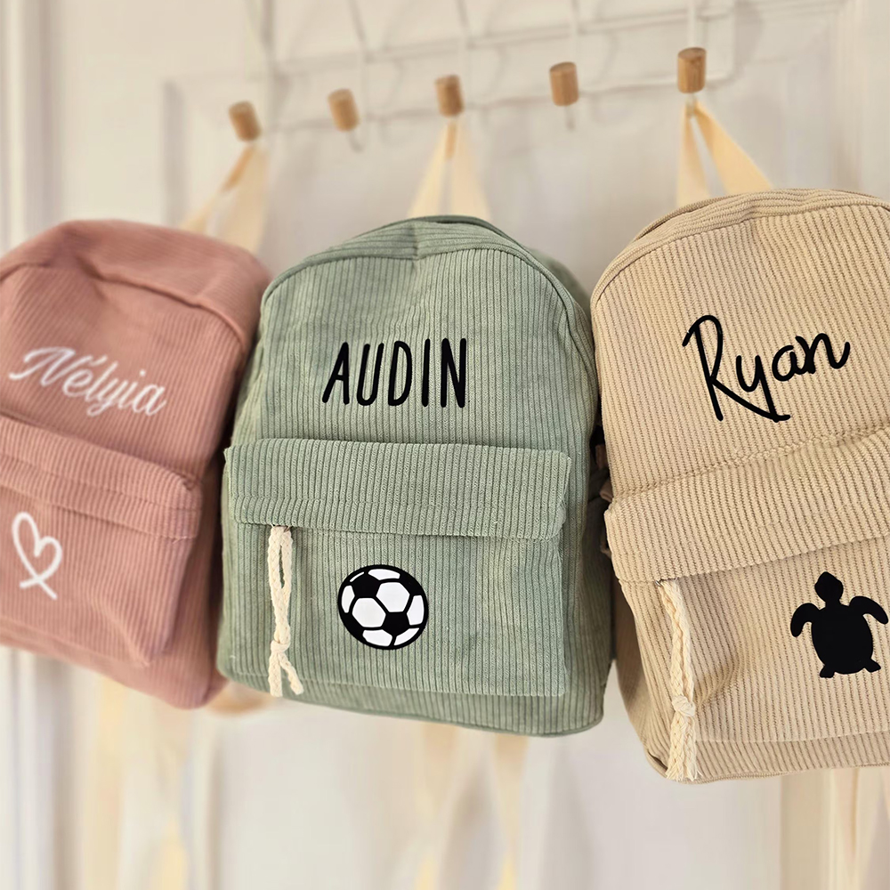Personalized Kids Cute Corduroy School Backpack