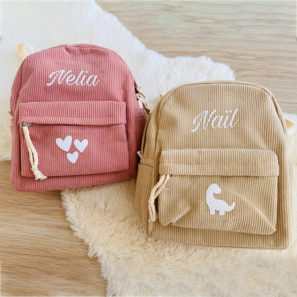 Personalized Kids Cute Corduroy School Backpack