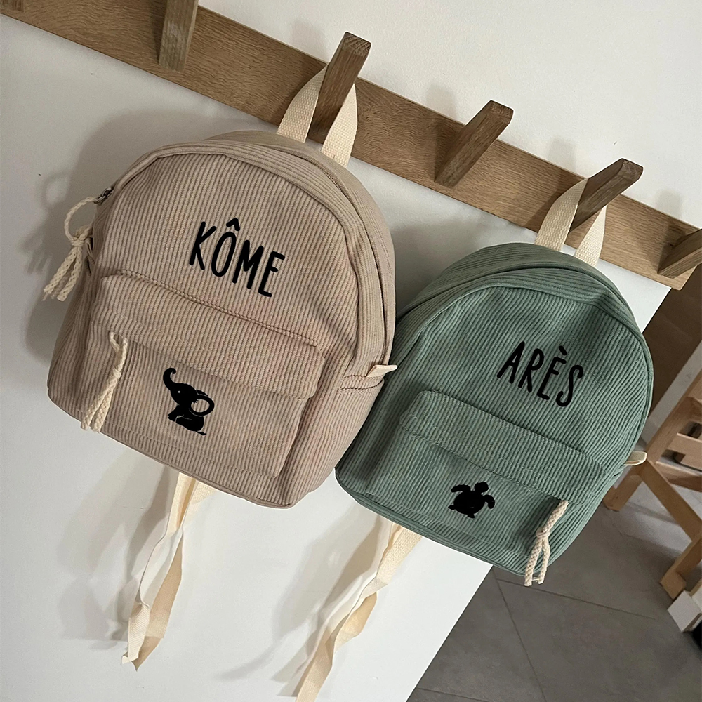 Personalized Kids Cute Corduroy School Backpack
