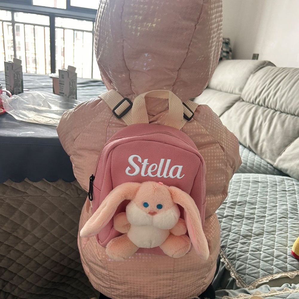 Personalized Kids Soft Cuddly Plush Bunny School Backpack