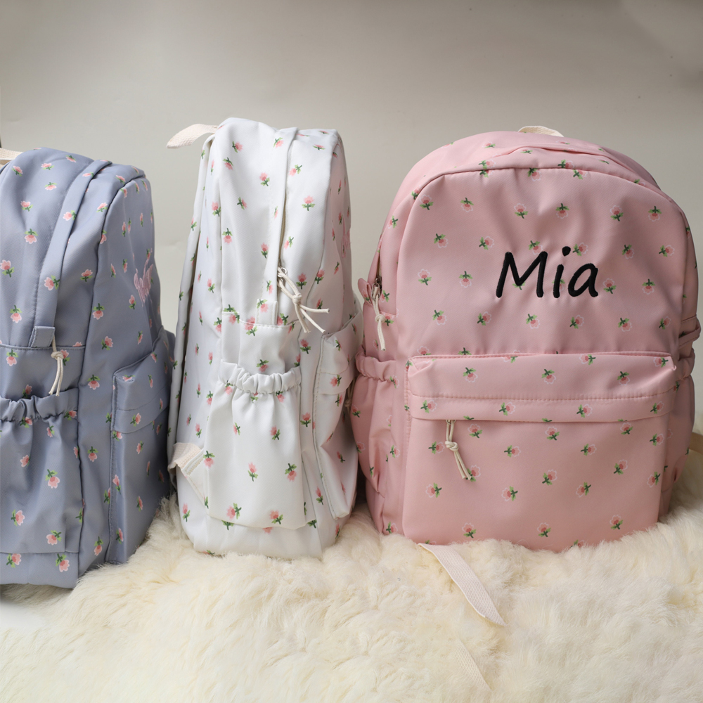 Personalized Embroidery Kid Floral Backpack