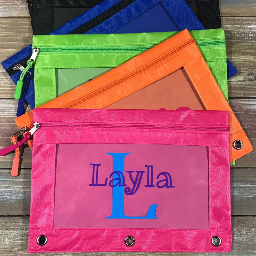 Personalized Monogrammed Canvas Zipper Kid Pencil Case
