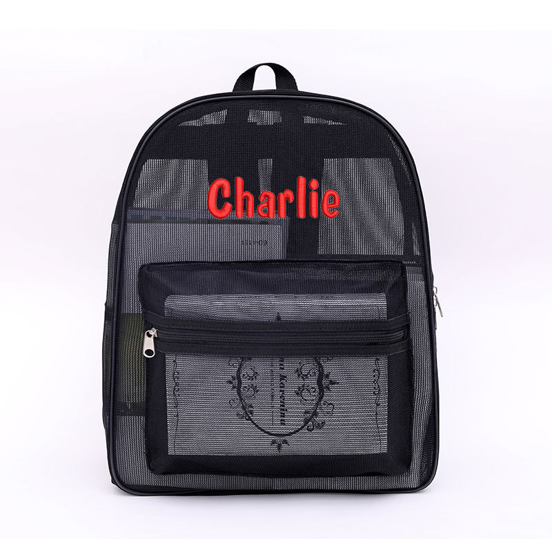 Personalized Embroidery Transparent Mesh Backpack