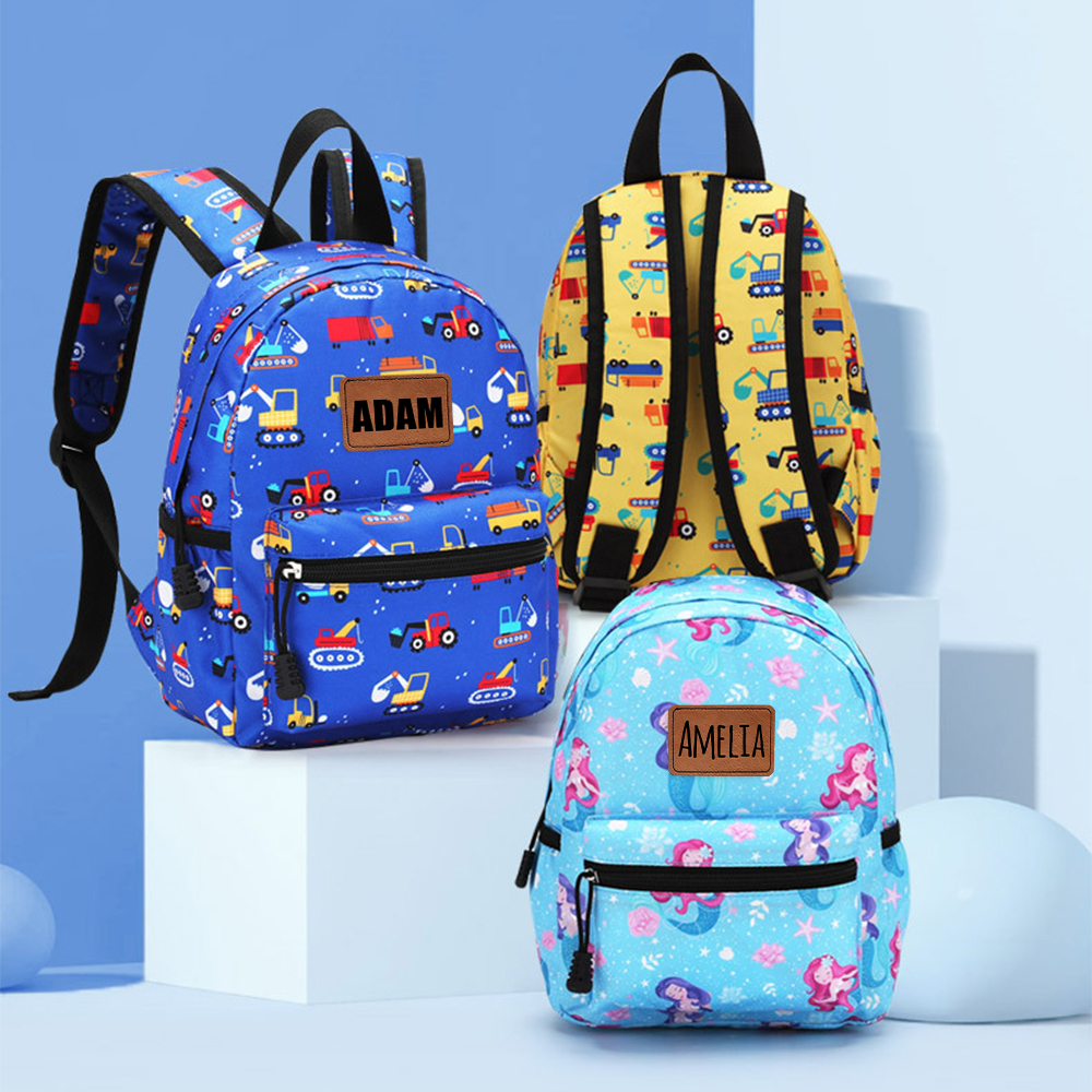 Personalized Original Leather Patch Back to School Backpack