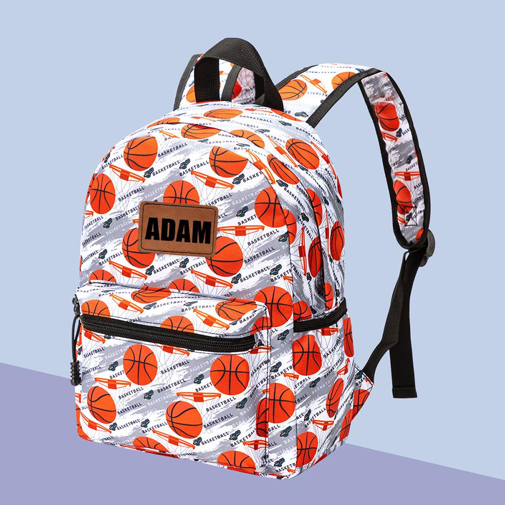 Personalized Sports Leather Patch Back to School Backpack