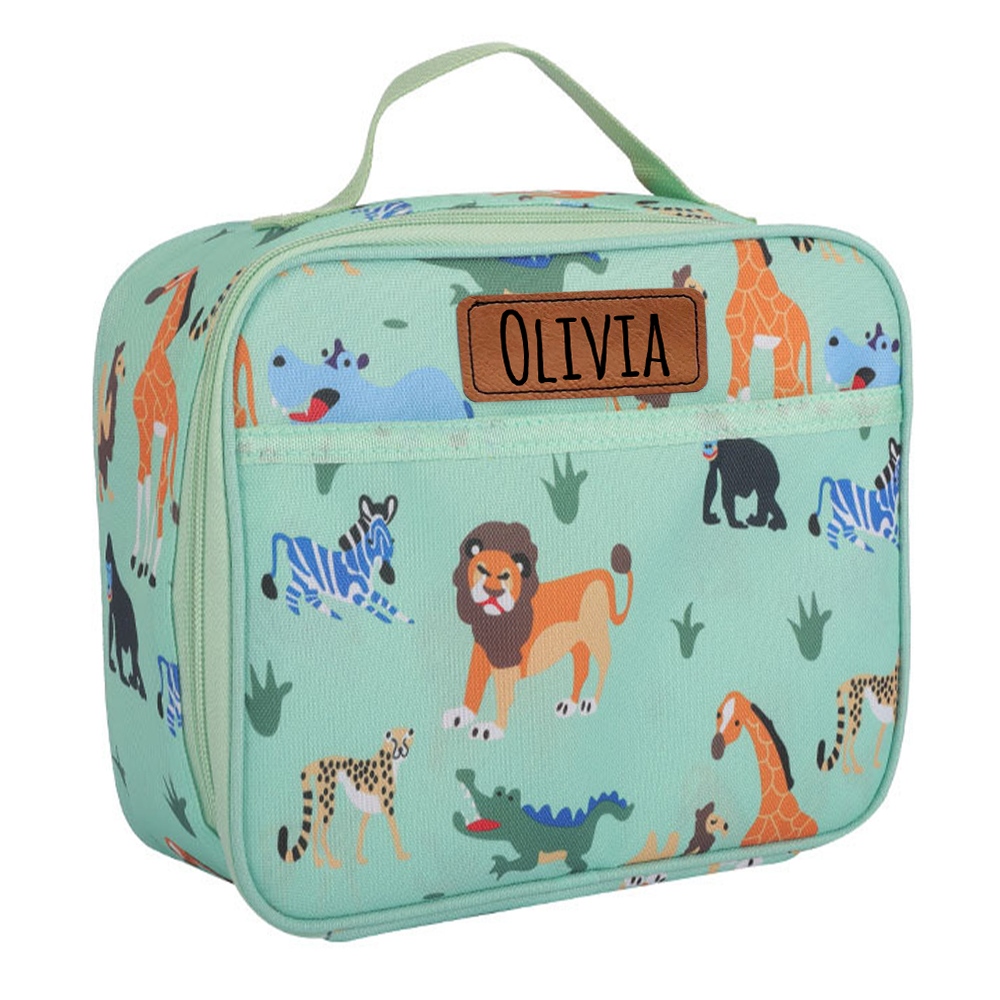 Personalized Kids Leather Patch Cute Lunch Bag