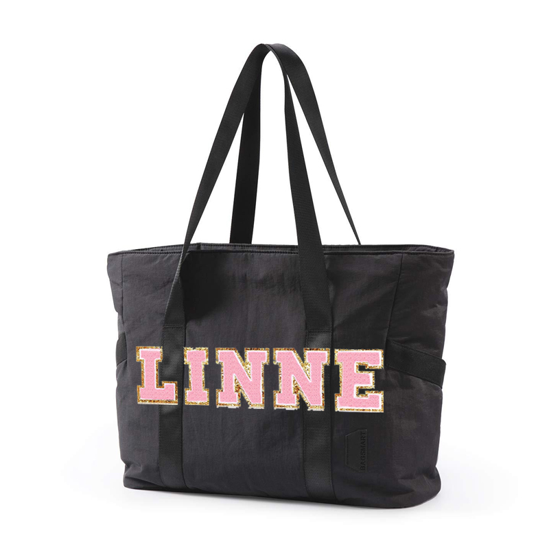 Personalized Chenille Letter Shoulder Tote Bag