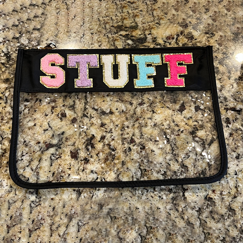 Personalized Chenille Patch Clear Pouch Cosmetic Bag
