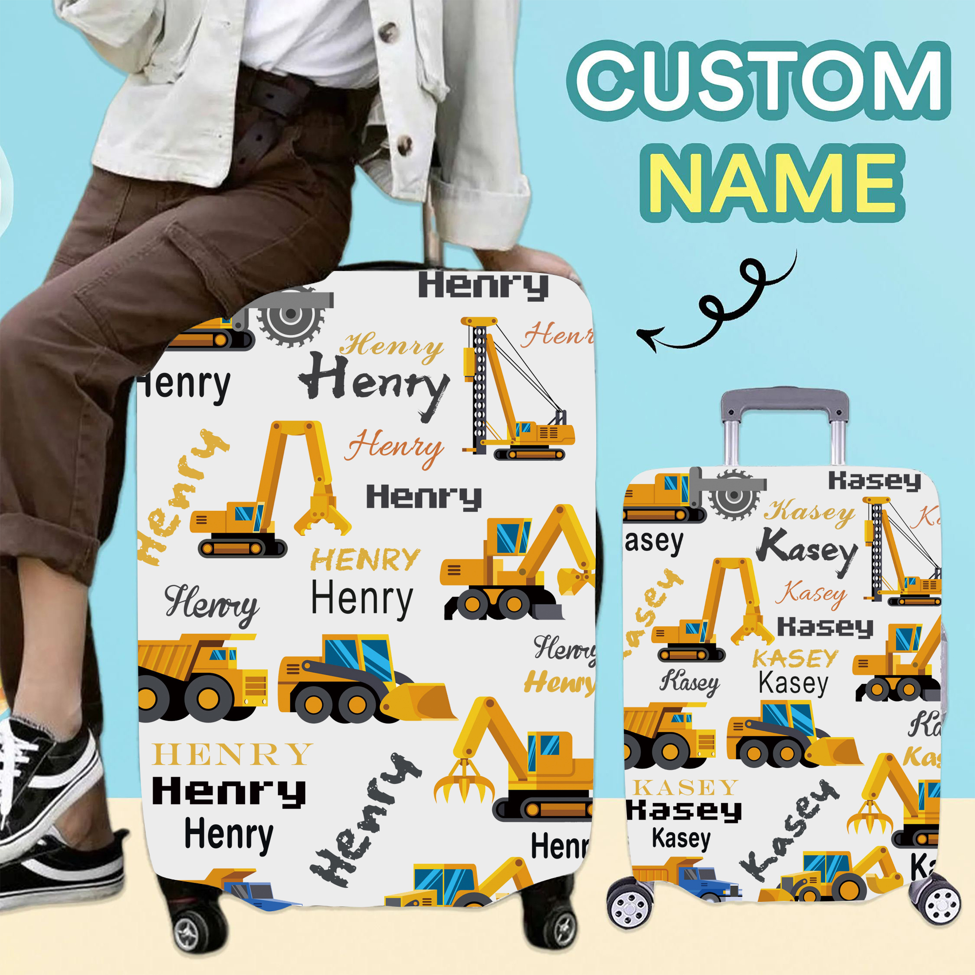 Personalized Truck High-elastic Suitcase Protector Luggage Cover