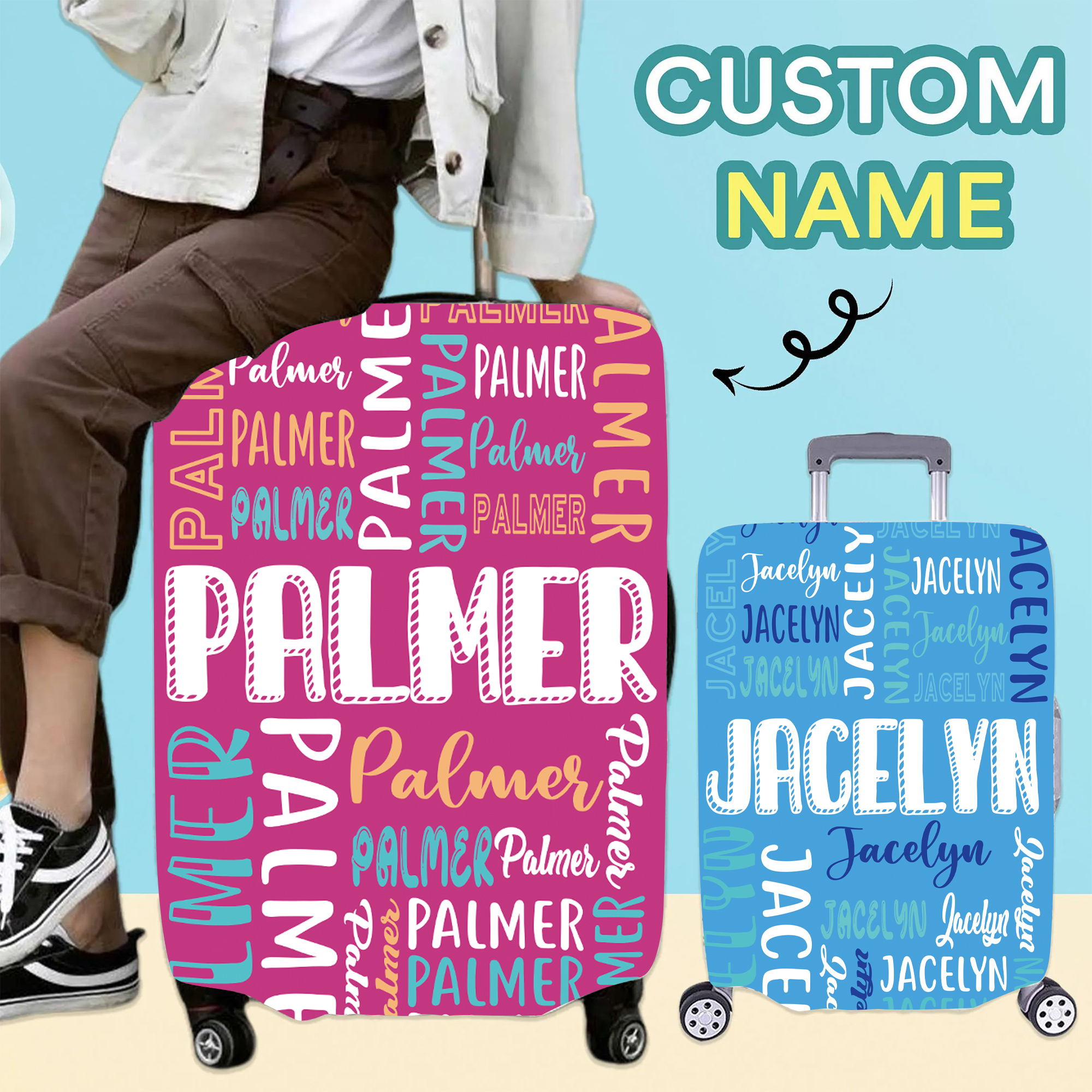 Personalized Original Monogram High-elastic Suitcase Protector Luggage Cover