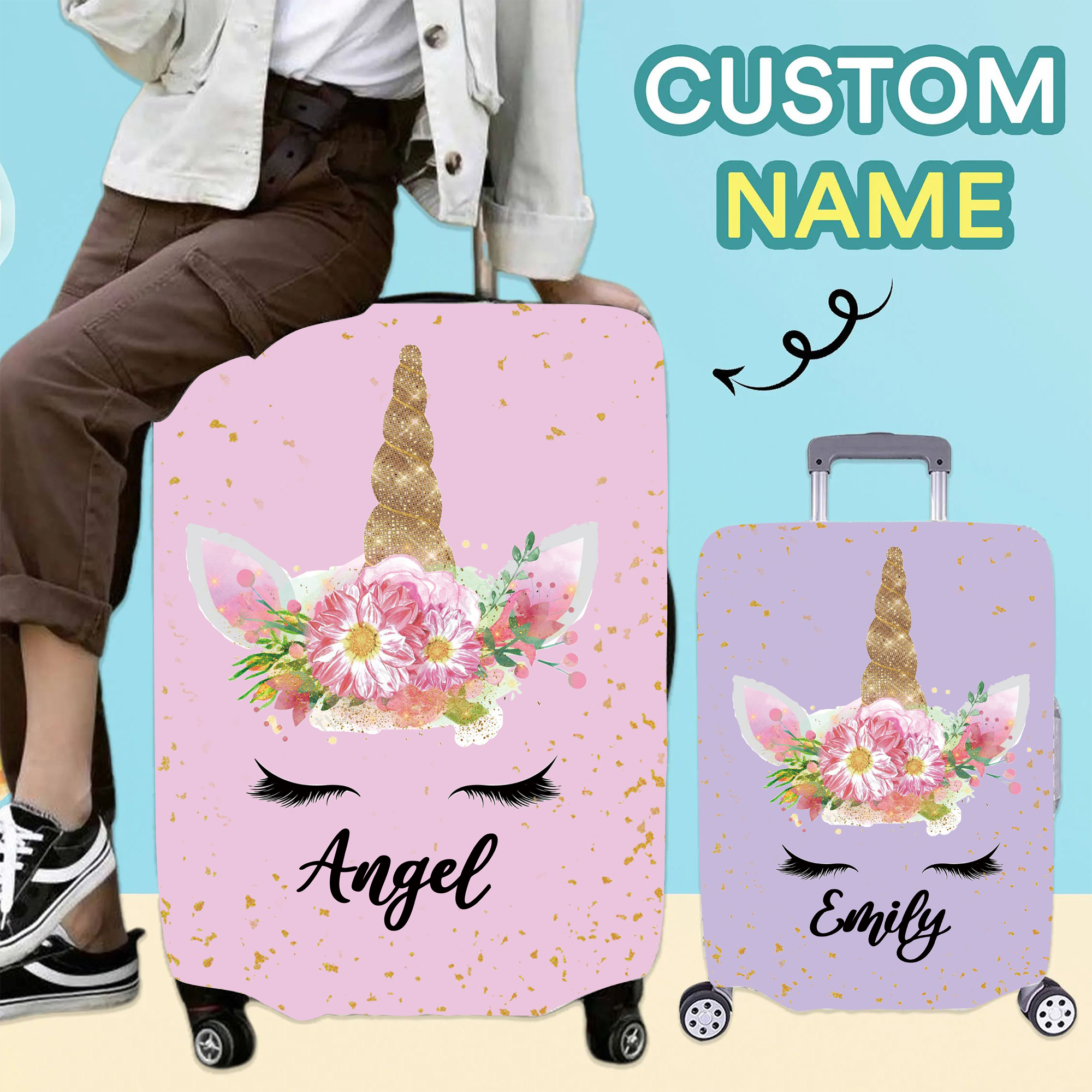 Personalized Lovely Unicorn High-elastic Suitcase Protector Luggage Cover