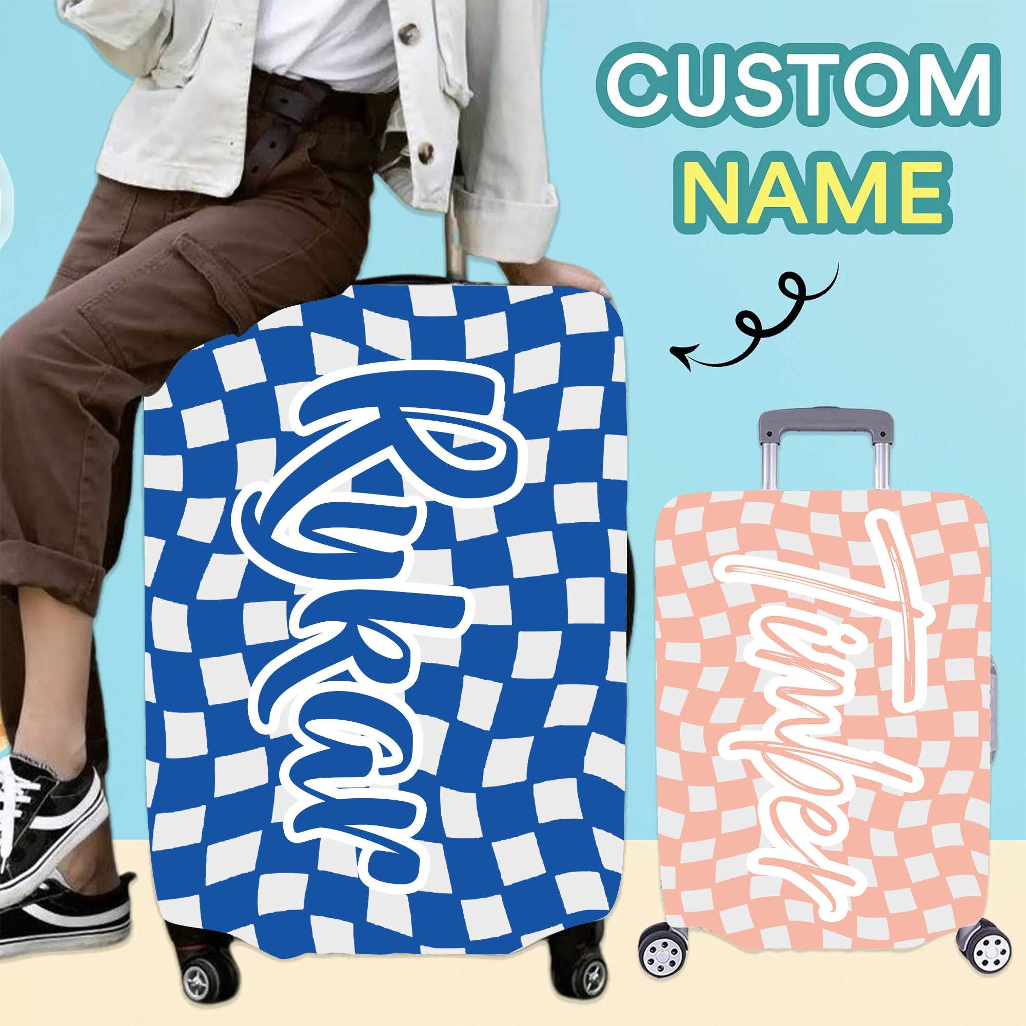 Personalized Original Checker High-elastic Suitcase Protector Luggage Cover