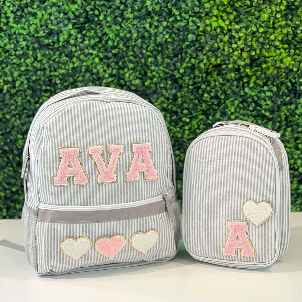 Personalized Kids Seersucker Backpack Insulation Lunch Box