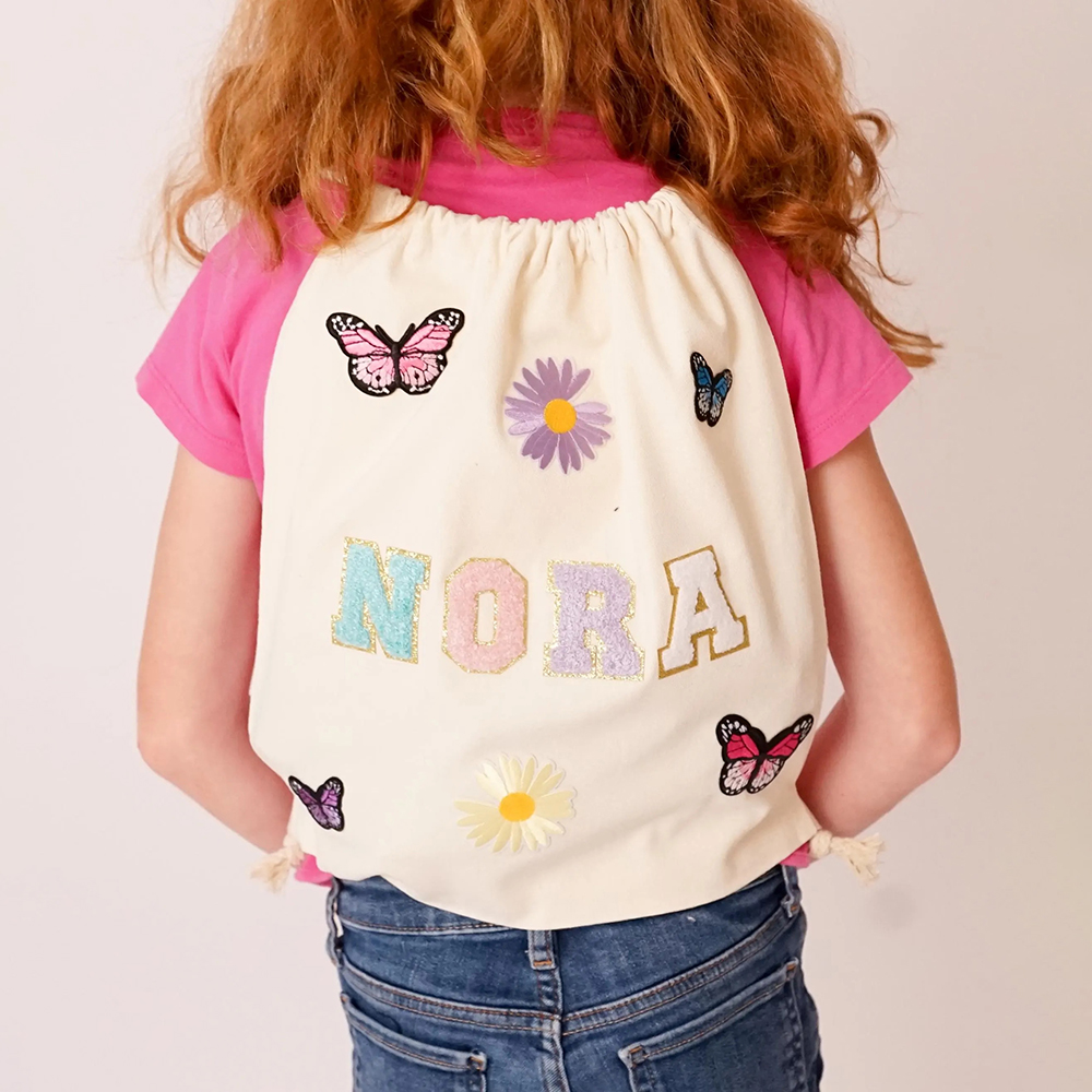 Personalized Chenille Patch Kid Drawstring Bag