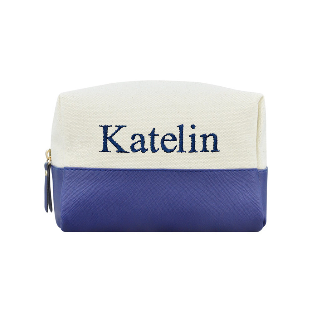 Personalized Embroidery Canvas Portable Makeup Bag